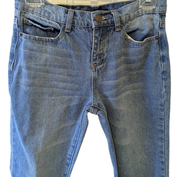 Distressed Boot Cut Denim Jeans Cotton Blend High Waisted Medium Wash Size 26 - Picture 4 of 7